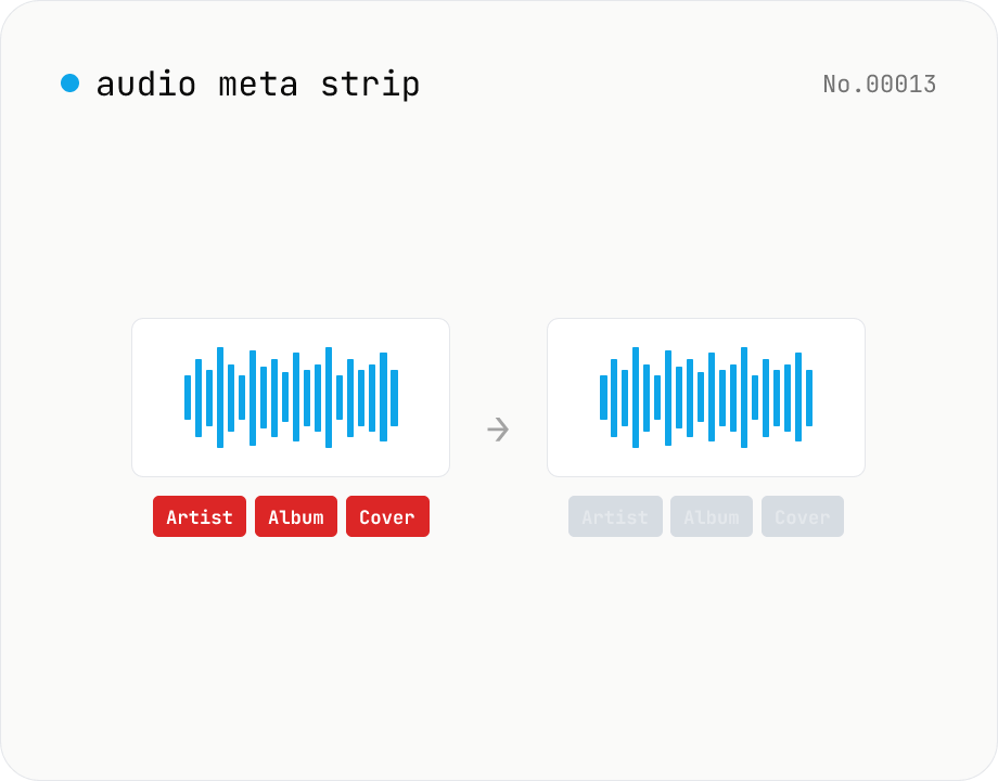 Audio metadata strip — ID3 / Vorbis / iTunes tags