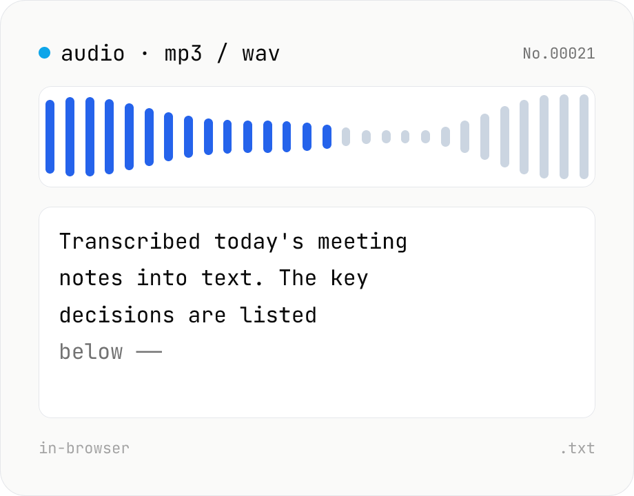 Audio file transcription — Whisper, multilingual
