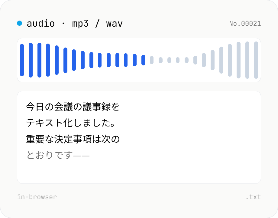 音声文字起こし — Whisper で多言語対応