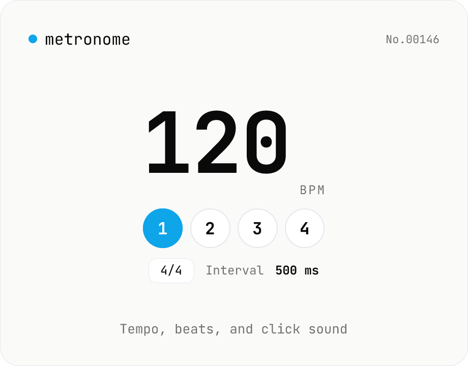 Metronome — BPM, time signature, and click sound