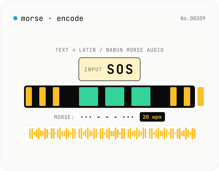 Morse audio encoder — text → Latin / Wabun Morse WAV/MP3 (CW)