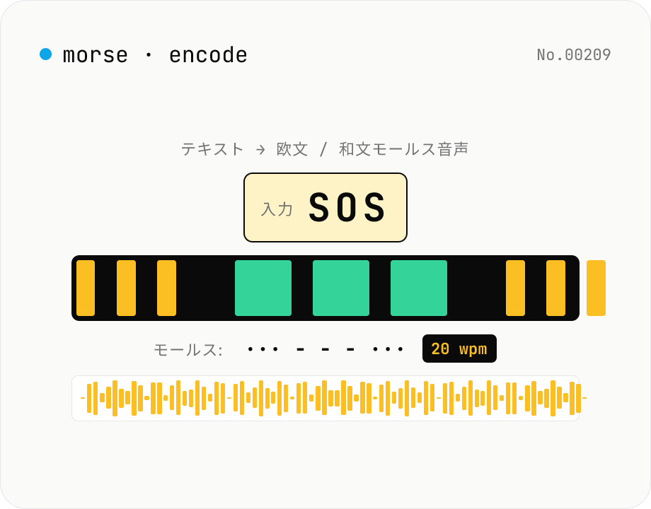 モールス音声エンコーダ — テキスト → 欧文・和文モールス WAV/MP3 (CW)