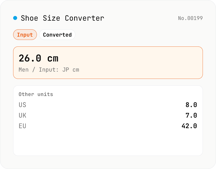Shoe Size Converter (JP cm ⇄ US ⇄ UK ⇄ EU)