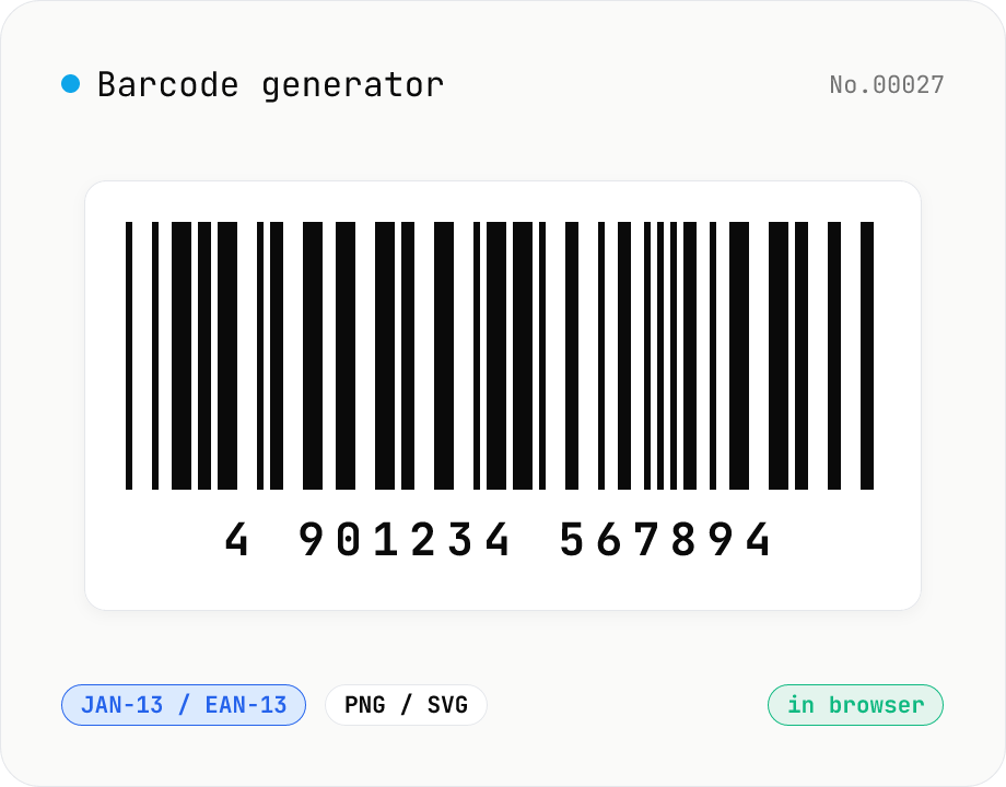 Barcode generator — JAN / EAN / UPC / CODE128 / CODE39