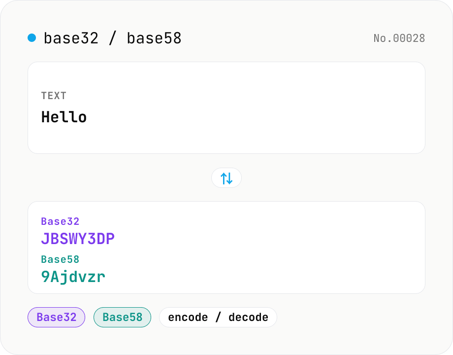 Base32 / Base58 encode & decode