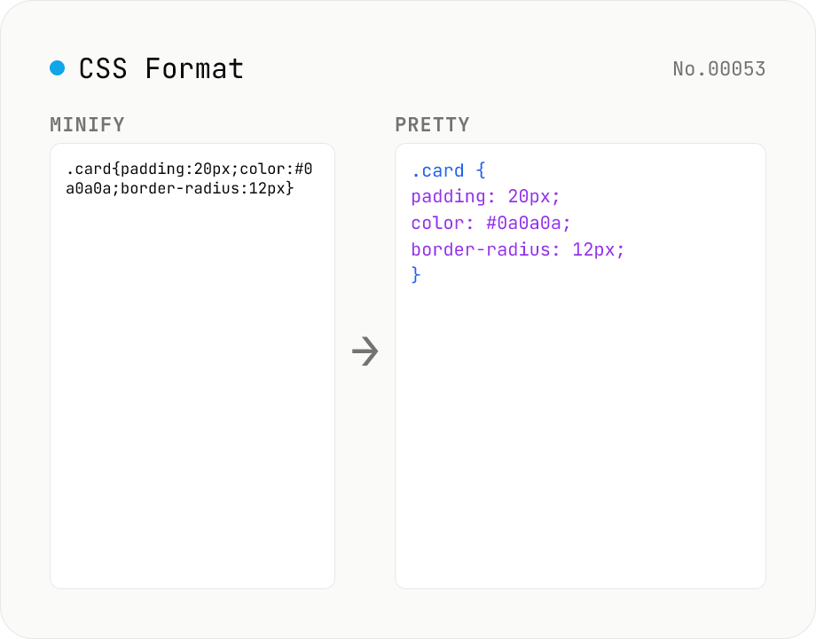 CSS Formatter — pretty / minify CSS in one click