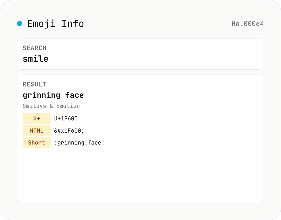 Emoji Info & Search — Unicode names, codepoints, shortcodes