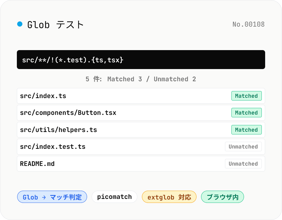 Glob テスト — ファイルパスへの **/*.ts パターンマッチ確認