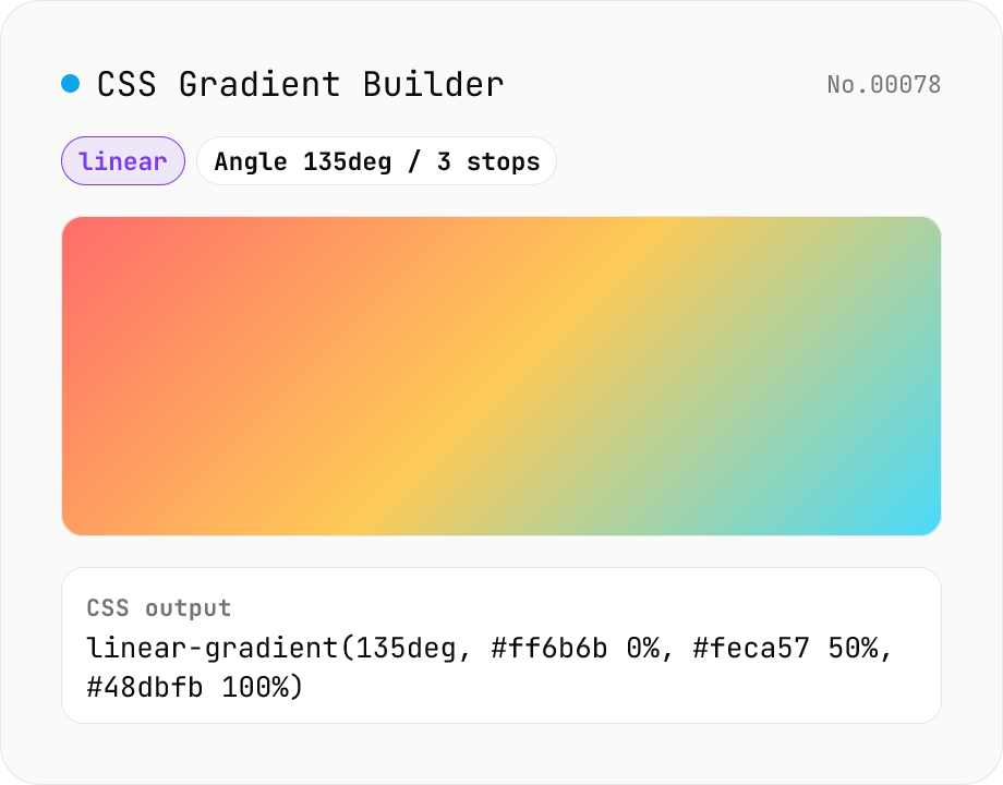 CSS Gradient Builder (linear / radial / conic)
