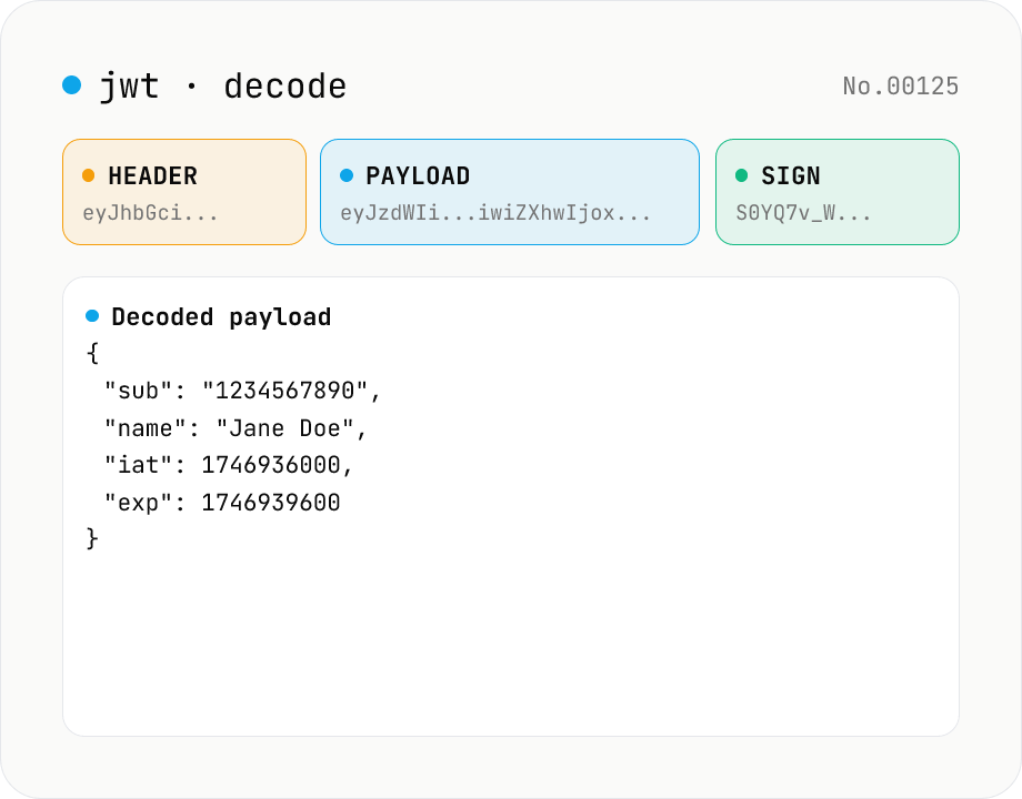 JWT decode — inspect header & payload