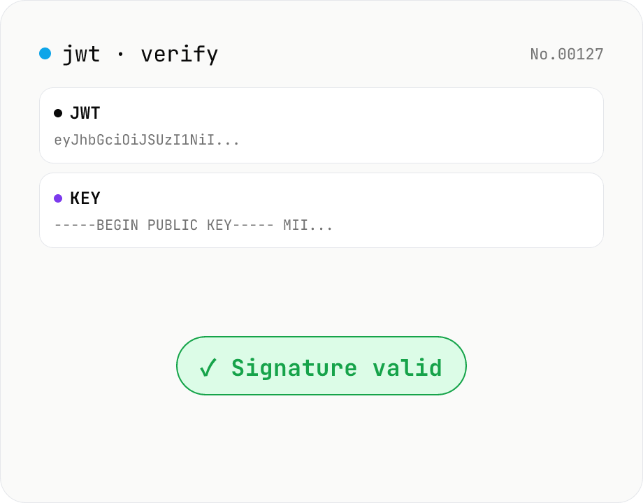JWT signature verify — HMAC / RSA / ECDSA
