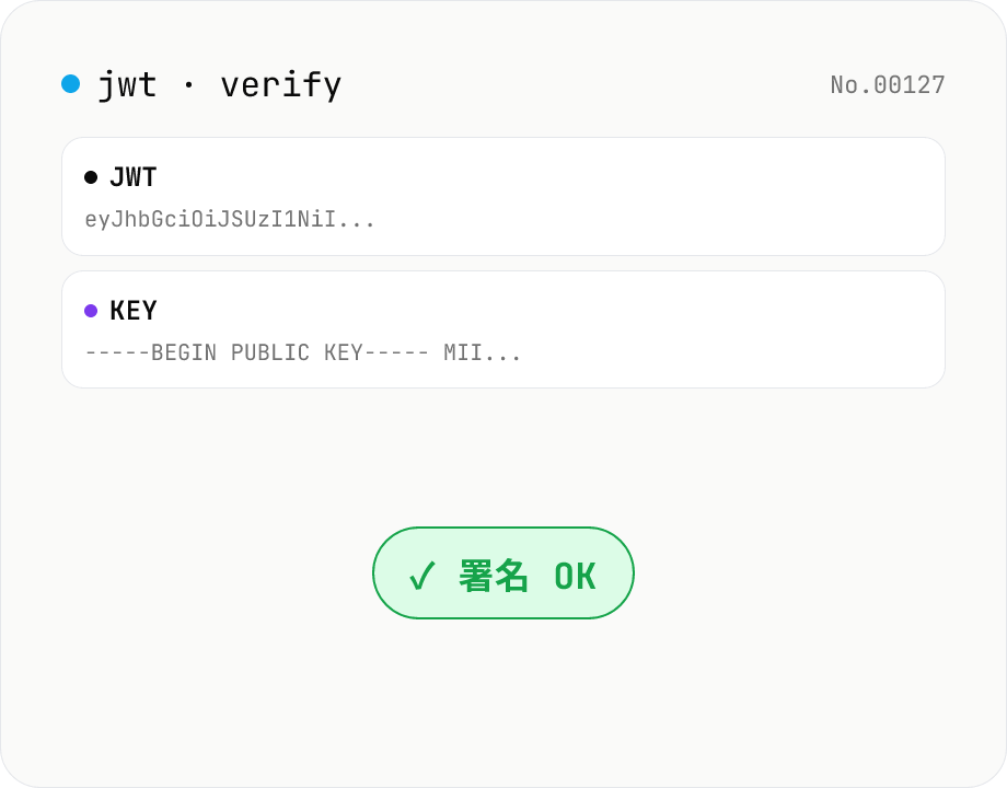 JWT 署名検証 — HMAC / RSA / ECDSA 対応