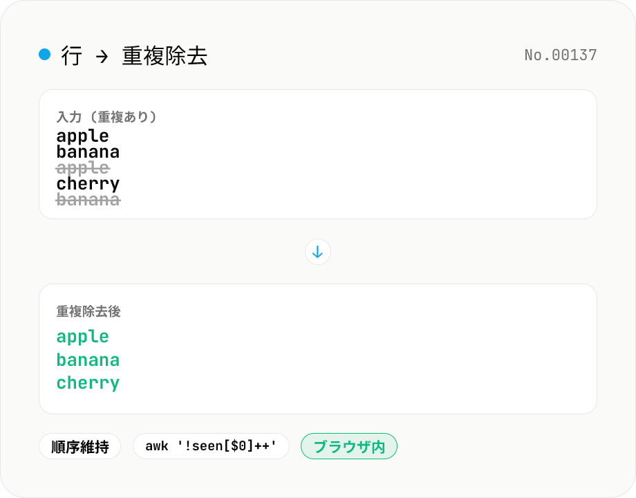 行重複削除 — 全部一意化 / 重複だけ抽出