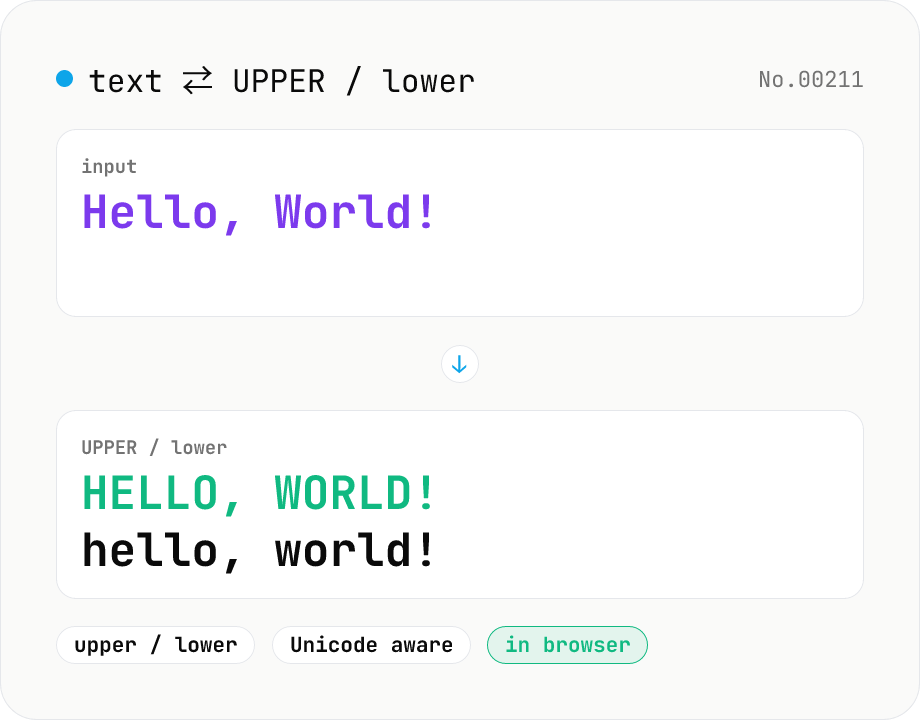 Text case — UPPERCASE / lowercase toggle
