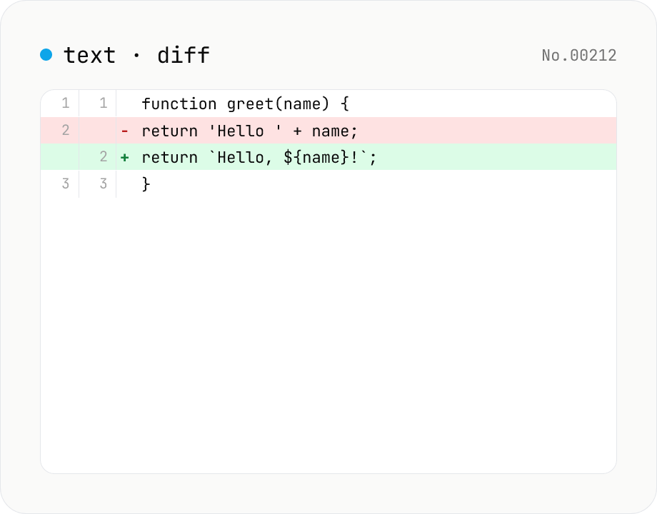 Text diff — line and word-level compare