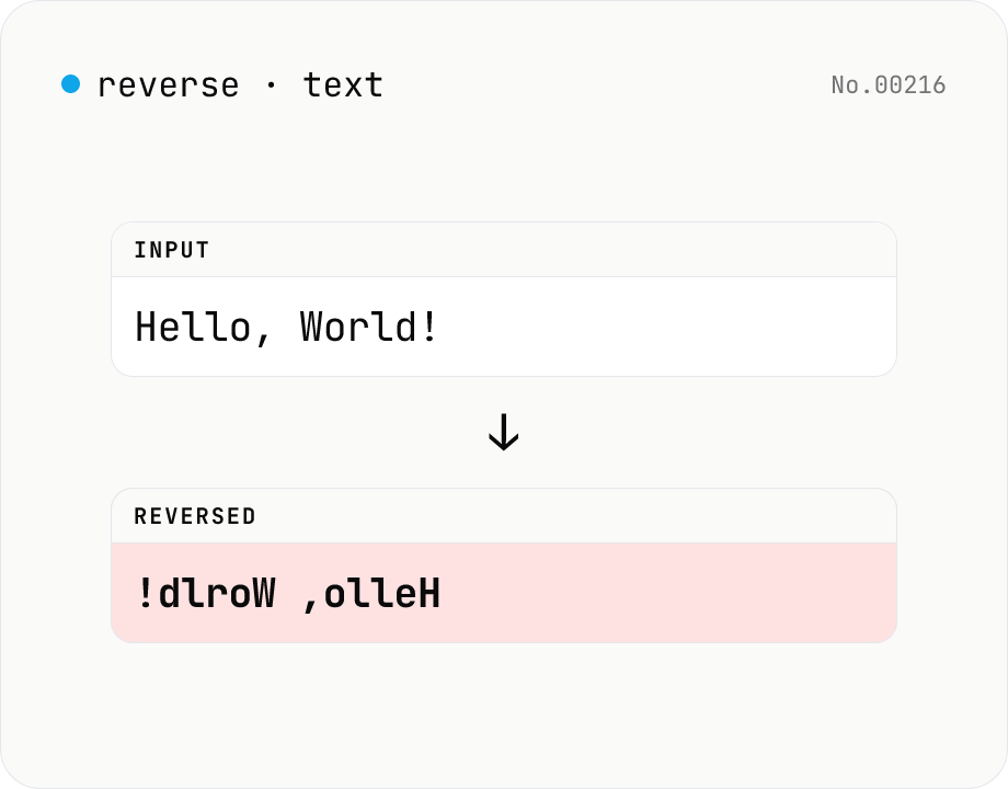 Text reverse — by char, word, or line