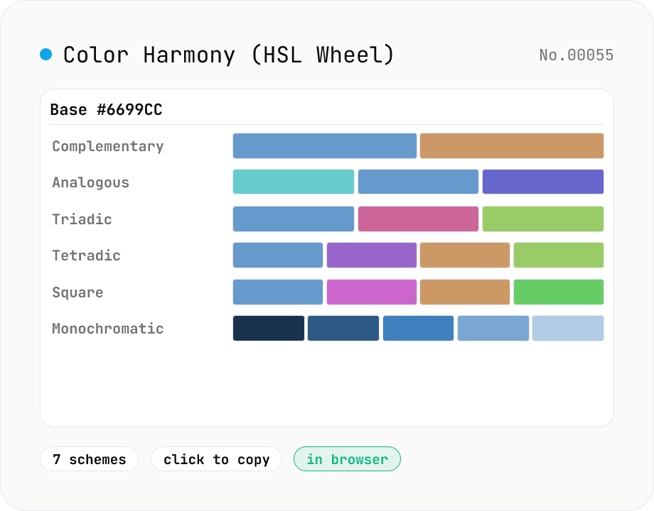 Color Harmony Generator (complementary / triadic / tetradic …)