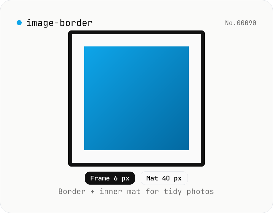 Image border — add a frame with custom width, color, and inner margin