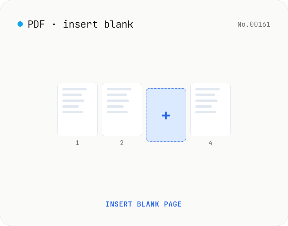 PDF insert blank page — start / end / any position