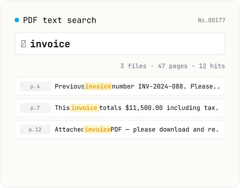 PDF text search — full-text search across multiple PDFs