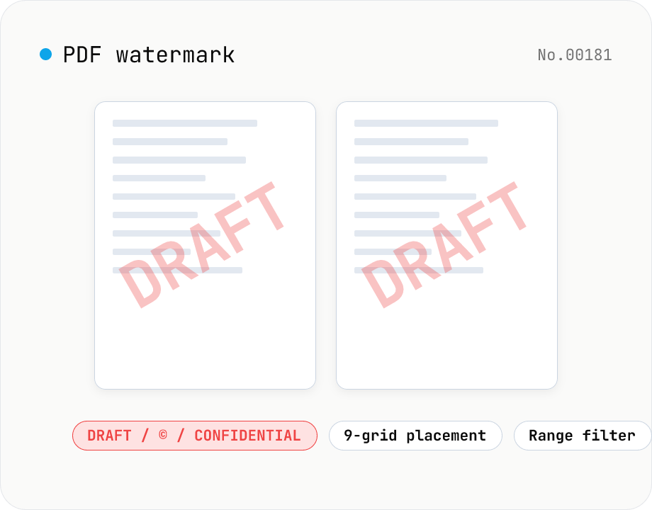PDF watermark — text or image overlay