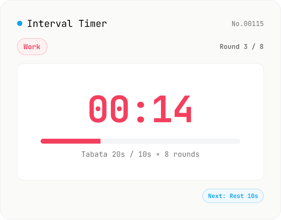 Interval Timer (HIIT / Tabata work / rest round manager)