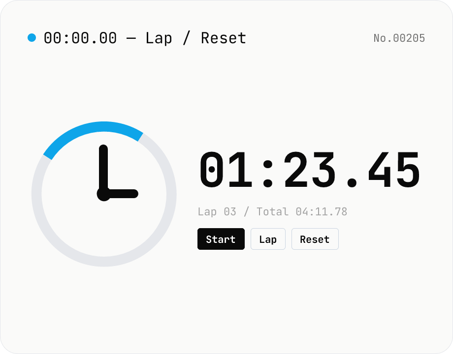 ストップウォッチ — ラップタイム計測 / millisec 精度