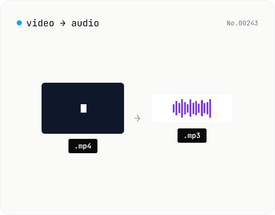 Extract audio from video — MP3 / WAV / M4A / OGG export