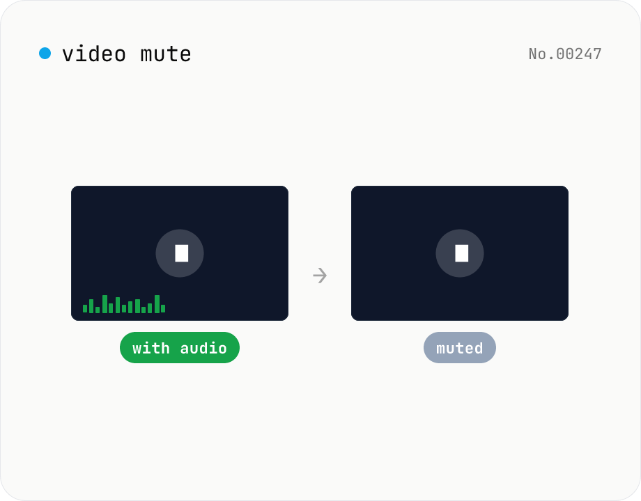 Video mute — drop the audio track, keep video stream